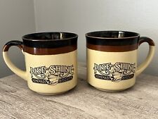 Set of 2 Vintage 1986 Hardees Rise And Shine Homemade Biscuits Coffee Mugs picture