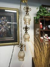 Vintage Triple Globe And Brass Hanging Lamp picture
