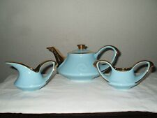1940's Blue Teapot Creamer & Sugar Set 22K Gold Trim picture
