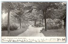 1906 Centennial Park Bench Trees Holland Michigan MI Posted Vintage Postcard picture