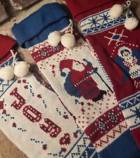 3 | Vintage | Knit |  Angel | Joy | Santa | Christmas Stockings | 28