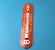 Vintage Esso Gas Station Sign - Service Pump Ad Sign on Porcelain Thermometer picture