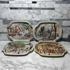Elite Trays Paris France Metal Set Of Four Made in England Vintage picture