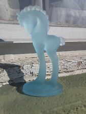vtg sky/aqua blue Satin glass mosser 5.5 in standing pony/horse figurine picture