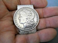 Southwestern 1903 Morgan Silver Dollar Coin Sterling Silver Etched Money Clip picture