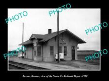 OLD LARGE HISTORIC PHOTO OF BAZAAR KANSAS THE SANTA FE RAILROAD DEPOT c1950 picture