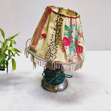 1930s Vintage Beautiful Glass Decorated Brass Electric Lamp Japan Collectible L2 picture