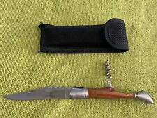 VINTAGE LAGUIOLE POCKET KNIFE CORKSCREW WOOD HANDLE Perfect Condition. And Pouch picture