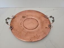 Vintage solid copper serving plate with pewter handles, decorated with grapes... picture