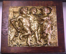Antique 19th C French or Italian Relief Bronze Cherub Cupid Bronze Plaque picture