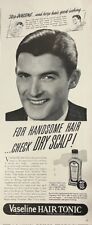 Rare 1941 Original Vintage Vaseline Hair Tonic Mens Womens Ad picture