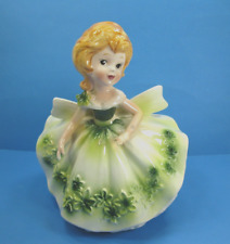 Relpo Planter Lady in Green Flower Dress Figurine #5835 Vintage READ picture