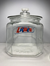 Vintage  Lance Cracker Cookie Jar Store Display Jar 8 sided w/Glass Embossed Lid picture