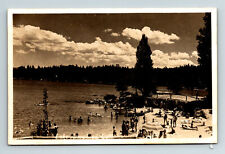 RPPC Postcard Lake Arrowhead CA California Beach Swimmers Families EKC picture