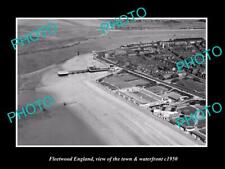 OLD LARGE HISTORIC PHOTO OF FLEETWOOD ENGLAND THE TOWN & WATERFRONT c1950 picture