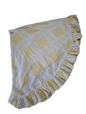 Vintage Round Tablecloth Yellow White Gingham Floral Ruffled Drop Patchwork 60