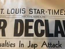 St. Louis Star -Times Dec 8 1941 War Declared, unbelievable shape  picture