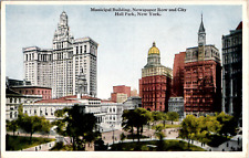 Vintage 1920's Municipal Building Newspaper Row City Hall Park New York Postcard picture