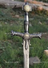 Handmade Long Knight Templar / Star Of David Sword / Damascus Blade Sword Sheath picture