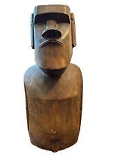 Vintage 50s Oceanic Pacific Islander Easter Island Hand Carved Wood Moai 19.5” picture