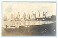 1907 Quogue Long Island NY Kimball Dock Sailboats RPPC Photo Antique Postcard picture