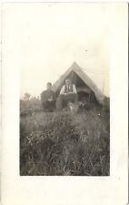 AZO RPPC Postcard 2 Men Camping Early 1900s Surname Manaugh :D picture