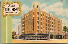 1940s Janesville, Wisconsin Postcard HOTEL MONTEREY Street View / Art Tone Linen picture