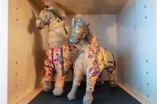 VTG MID CENTURY INDIAN HANDMADE RAJASTHAN FABRIC PATCHWORK HORSE FIGURINE picture