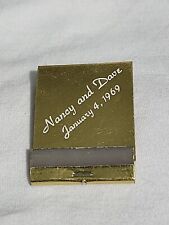 Vintage Wedding Matchbook Nancy And Dave January 4, 1969 picture