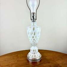 Fenton White Opalescent Coin Dot Table Lamp | Fenton Lamp picture