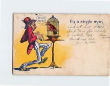 Postcard I'm a single man., with Man Bird Comic Art Print picture