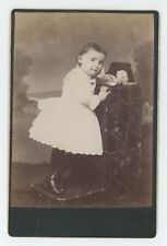 Antique c1880s ID'd Cabinet Card Cute Girl Named Naomi S. Lentz Mauch Chunk, PA picture
