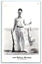 c1940's Coles Exaggerated Grasshopper Hunting Rifle Montana RPPC Photo Postcard picture