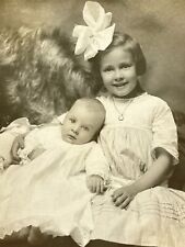 AZA Photograph Girl With Baby Brother 1910s Portrait picture