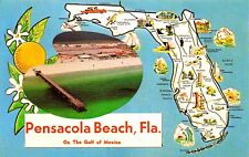 Pensacola Beach Florida State Map Souvenir Pier Artist Palette 2x3 Fridge Magnet picture