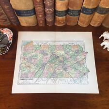 Original 1890 Antique Map PENNSYLVANIA Harrisburg Erie Altoona Chester Bethlehem picture