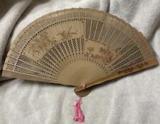 Chinese Wooden Decorative Fan With Box Vintage  picture