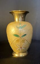 Vintage Cloisonne Solid Brass Floral Enamel Vase Made in India picture