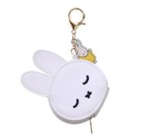New Miffy White Rabbit Round Leather Coin Key Zipper Bag Holder Purse Key Charm picture