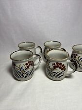 Vintage Hearthside Potters Pride Japan Coffee/Tea Mugs Flowers Blue picture