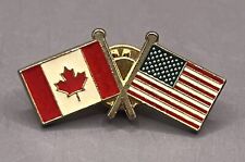 Vintage Canada USA Flag Enamel Lapel Pin Hat Pin Dual Citizenship - L picture
