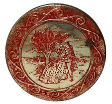Vintage Embossed Tin Sweets Romantic Couple Red Gold Round 7 in Tin SEE picture