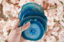 Natural Blue Agate Slice Geode Drink Cup Coaster Housewarming Christmas Gift picture