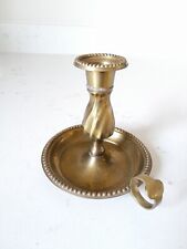 Vintage Solid Brass Chamber Candlestick Holder W/Finger Loop/Drip Tray 5
