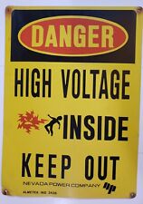 Almetek Porcelain Sign - NVE Power Plant - Danger High Voltage Inside Keep Out picture