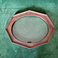 Large Antique Victorian Solid Dark Wood Picture Frame With Glass Octagon  picture