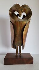 Vtg Mid Century Modern Metal Abstract Brutalist Owl Sculpture Figure picture
