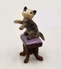 Retired Hagen Renaker Cat Playing Piano Sitting on Piano Stool, No Piano picture