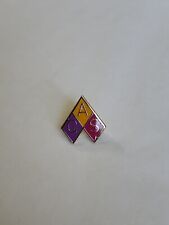 AQS American Quilter's Society Lapel Pin Tri-Color Purple Yellow Magenta picture