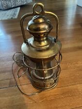 Vintage Antique Brass Nautical Railroad Lantern Electric 17”x7” picture
